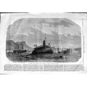  1866 French Ironclad Ram Ship Taureau Toulon Harbour