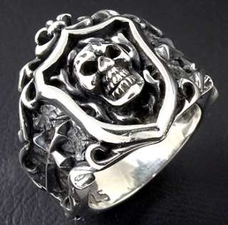descriptions gothic royal knight skull cross sterling silver ring 