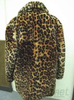   Leopard Print Shearling Coat Jacket Sterling 925 Buttons Mens M/L