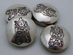 Sterling Silver Native American Design Button Cover  