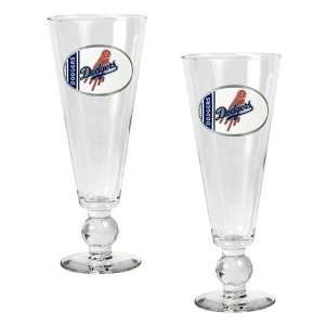   Pilsner Glass Set with Baseball on stem   Oval Logo