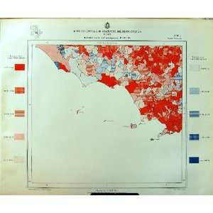  1929 Colour Map Italy Statistics Deaths Caserta Napoli 