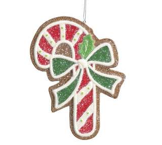 Candycane Cookie Ornament CHRISTMAS CANDYLAND 7 Tall Sparkle Stripes 