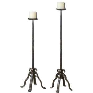  mata, statuesque hand forged metal candle holders, set of 