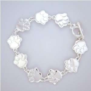  Dog/Cat Paw Print Silver Toggle Bracelet Arts, Crafts 
