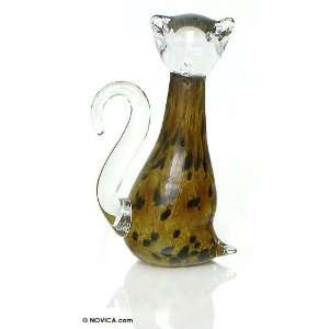  Blown glass statuette, Tortoiseshell Cat