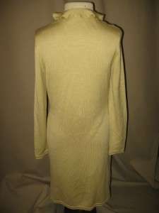 CARLISLE Putty Color Long Silk/Cotton Blend Cardigan Sweater w/Ruffles 