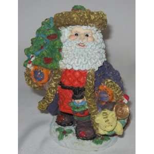  Charming Santa Figurine with Toy Sack and Tree 6.5 Inches 