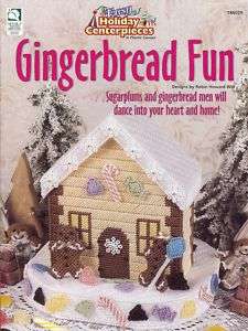 GINGERBREAD FUN ROOF LIFTS OFF*PLASTIC CANVAS LEAFLET*  