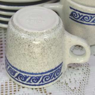   Restaurant Ware White Blue Speckles Scroll Band Cup Saucer 9 Avail