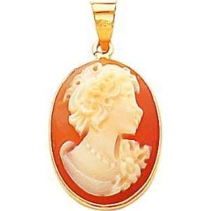  14K Yellow Gold Shell Cameo Pendant Necklace Jewelry G Jewelry