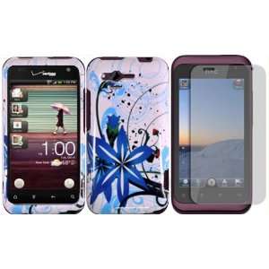 Blue Splash Hard Case Cover+LCD Screen Protector for HTC Rhyme Bliss 