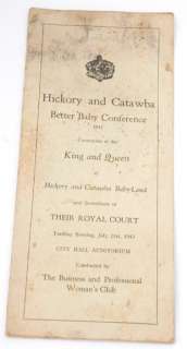 Hickory & Catawba NC Better Baby Conference 1942 King & Queen Prizes 
