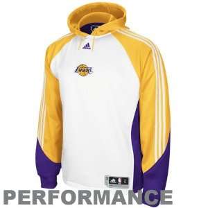  adidas Los Angeles Lakers White Pre Game Performance Hoody 