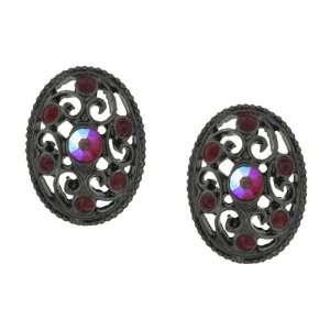  Red Cranberry Speckle Button Oval Earrings Jewelry