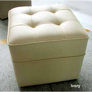  NEW 18 Square Ivory Leather Match Foot Stool Ottoman 