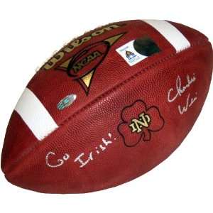 Charlie Weis Autographed Football   with Go  Inscription  
