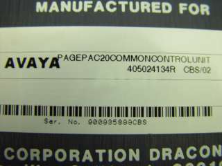 Avaya PagePac 20 Common Control Unit CCU 405024134R  