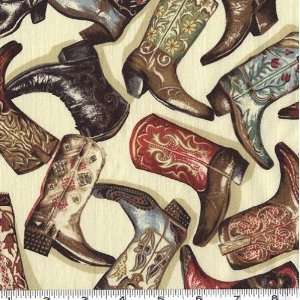   Bunkhouse Boots Buckskin Fabric By The Yard Arts, Crafts & Sewing