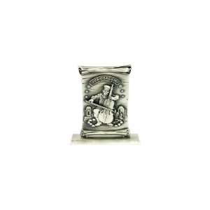  10 Centimeter Pewter Scroll with Chassid Playing Cello and 