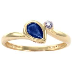  14K Yellow Gold Simply Pear Gemstone and Diamond Promise 