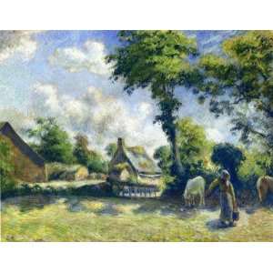  Oil Painting Landscape at Melleray, Woman Carrying Water 