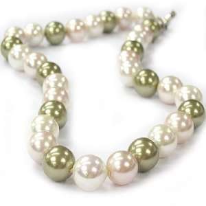    Candygem Pastel Pink & White Southsea Shell Pearl Necklace Jewelry