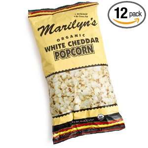 Marilyns Organic White Cheddar Popcorn, 4 Ounce Bags (Pack of 12)