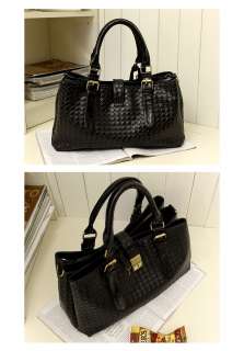 Womens PU Leather Handbag Tote Celebrity Woven Bag H030  