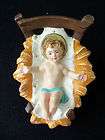 Vintage Nativity Baby Jesus in Crib Creche ITALY CERAMIC LARGE 