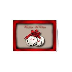  Happy Holidays with smiling chestnuts Christmas card Card 