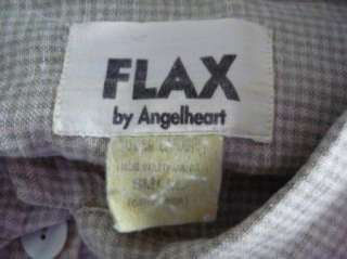 FLAX Angelheart Sage Long Linen Dress Checks S  