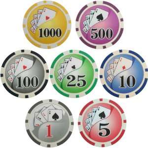 Gram Clay Composite Gambling Poker Chips with Playing Cards, Cut Cards 