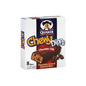 Quaker Chewy Dipps Granola Bars, Chocolatey Covered, Chocolate Chip 8 