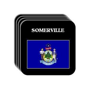 US State Flag   SOMERVILLE, Maine (ME) Set of 4 Mini Mousepad Coasters