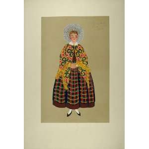  1929 Pochoir Country Woman Dress Costume Obernai Alsace 