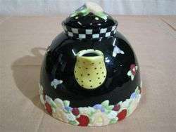   Mary Engelbreit Polka Dot Checker Flower Large Teapot Charpente  
