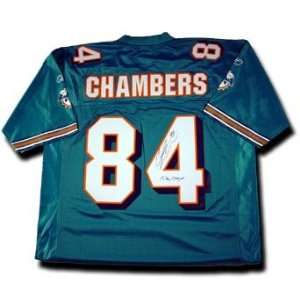 Chris Chambers Autographed Jersey   Replithentic Miami Dolphins 2STAT