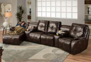 Leather Home Theater Sectional Sofa Recliners & Chaise  