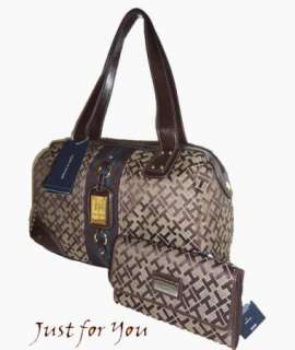   Satchel Set Brown Signature Handbag & Matching Checkbook Wallet