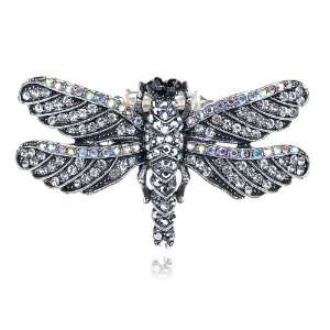   Clear Crystal Rhinestone Winged Dragonfly Bug Adjustable Ring Jewelry