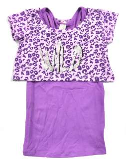   Toddler Girls S/S Purple Cheetah Print Top Size 2T 3T 4T  