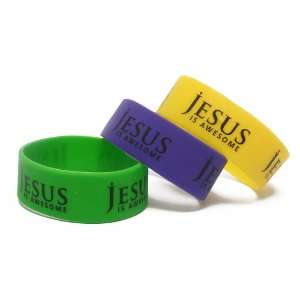  1 Solid Silicone Religious Wristbands   Jesus Is Awesome 