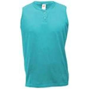  Soffe Ladies Sleeveless Teal Two Button Henley SMALL 