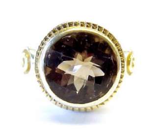 Smoky Topaz Solitaire / GP / Sterling Silver Fashion Ring ~ INDIA 