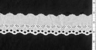 14yds Cotton EYELET LACE TRIM 2 Inch Wide Cherry White  