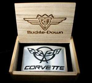 Chevrolet Corvette Belt Buckle with Wood Gift Box  
