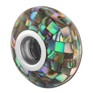  14mm Abalone Sterling Silver Large Hole Bead Arts, Crafts 
