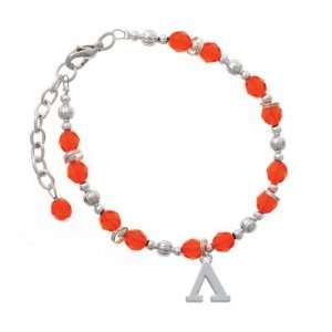 Greek Letter Lambda Orange Czech Glass Beaded Charm Bracelet 