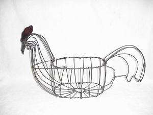 Antique chicken rooster wire art basket primitive  
